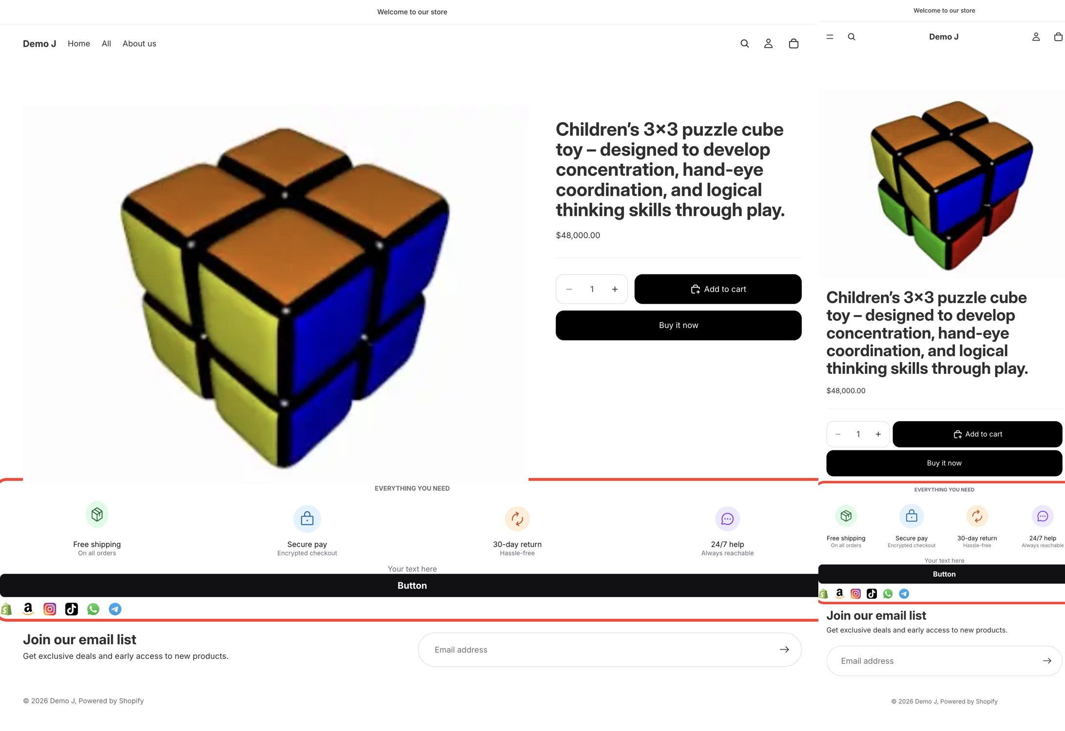 same block rendered on desktop vs mobile