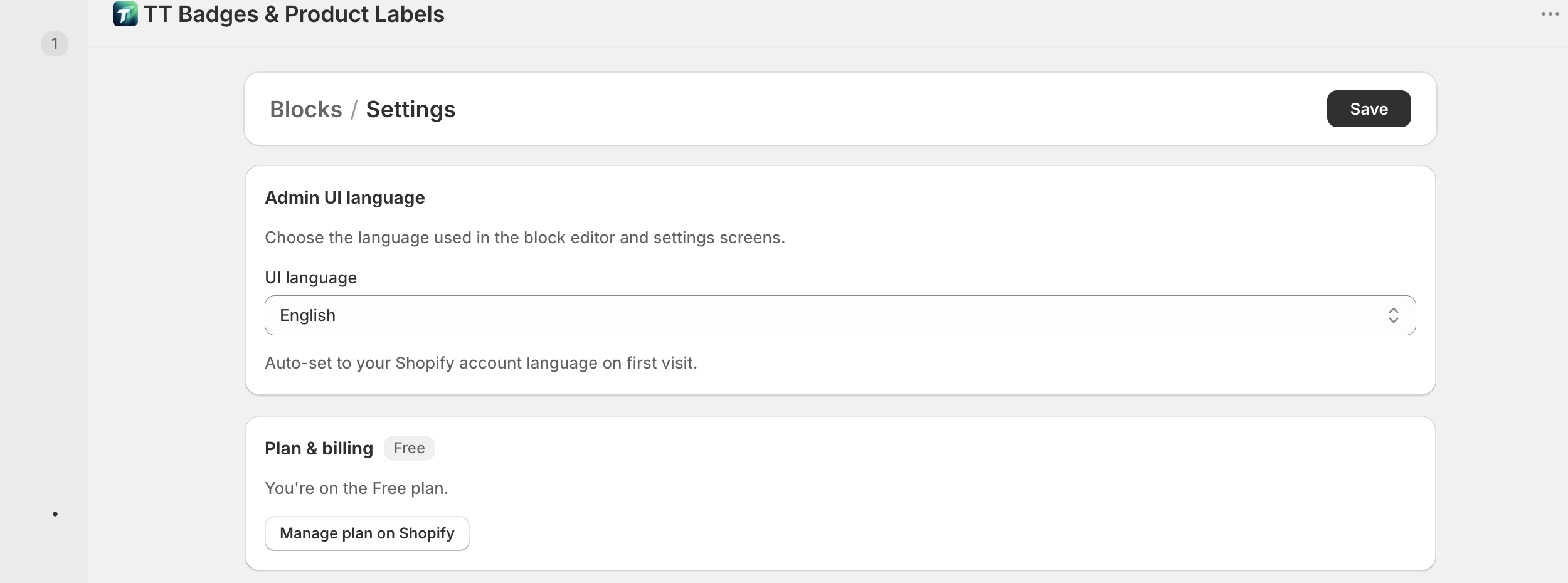 Settings page overview