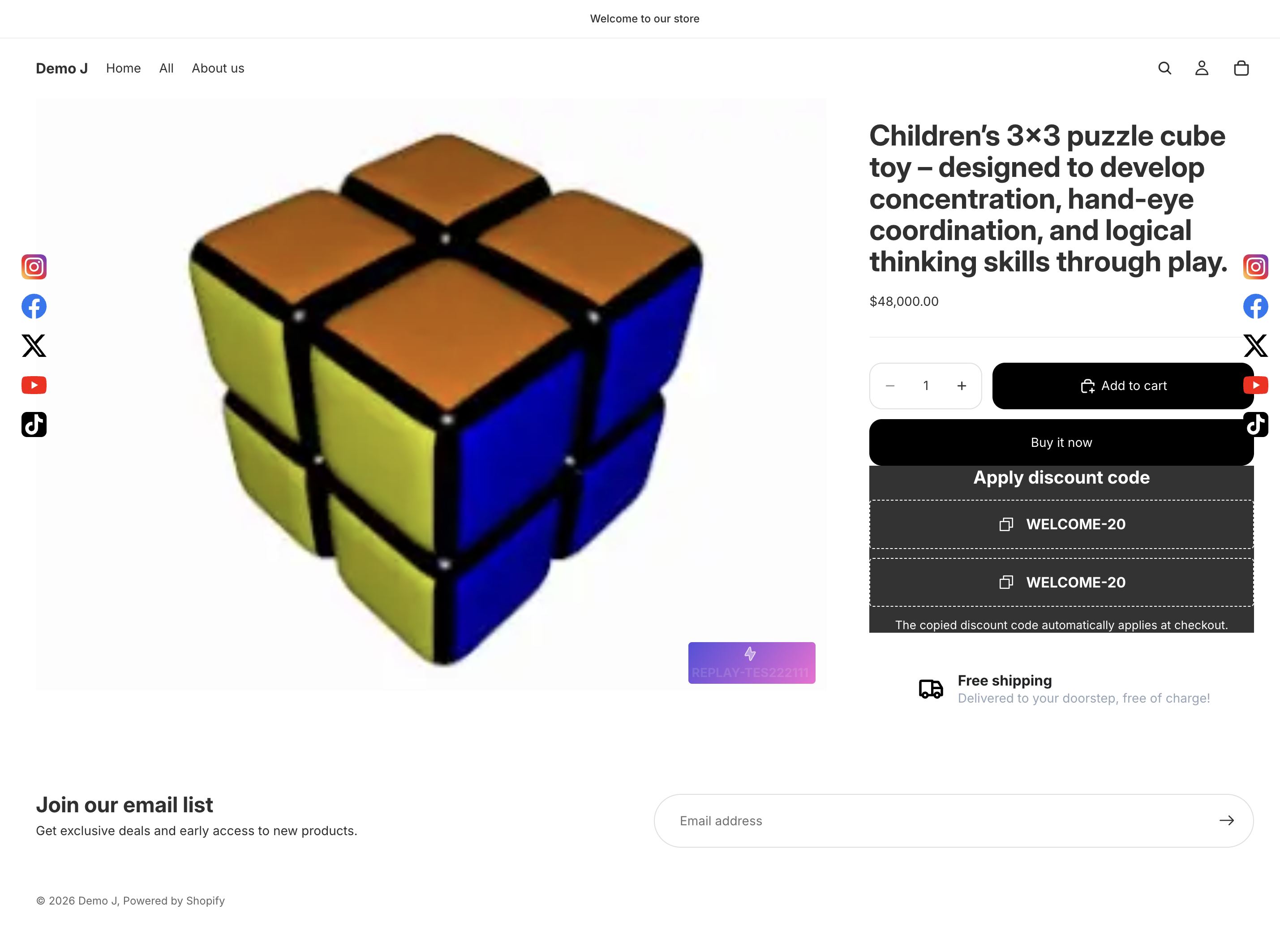 a storefront collage showing typical TT Badges & Product Labels blocks in action — product-page badges, floating brand icons, cart coupon, footer trust badges