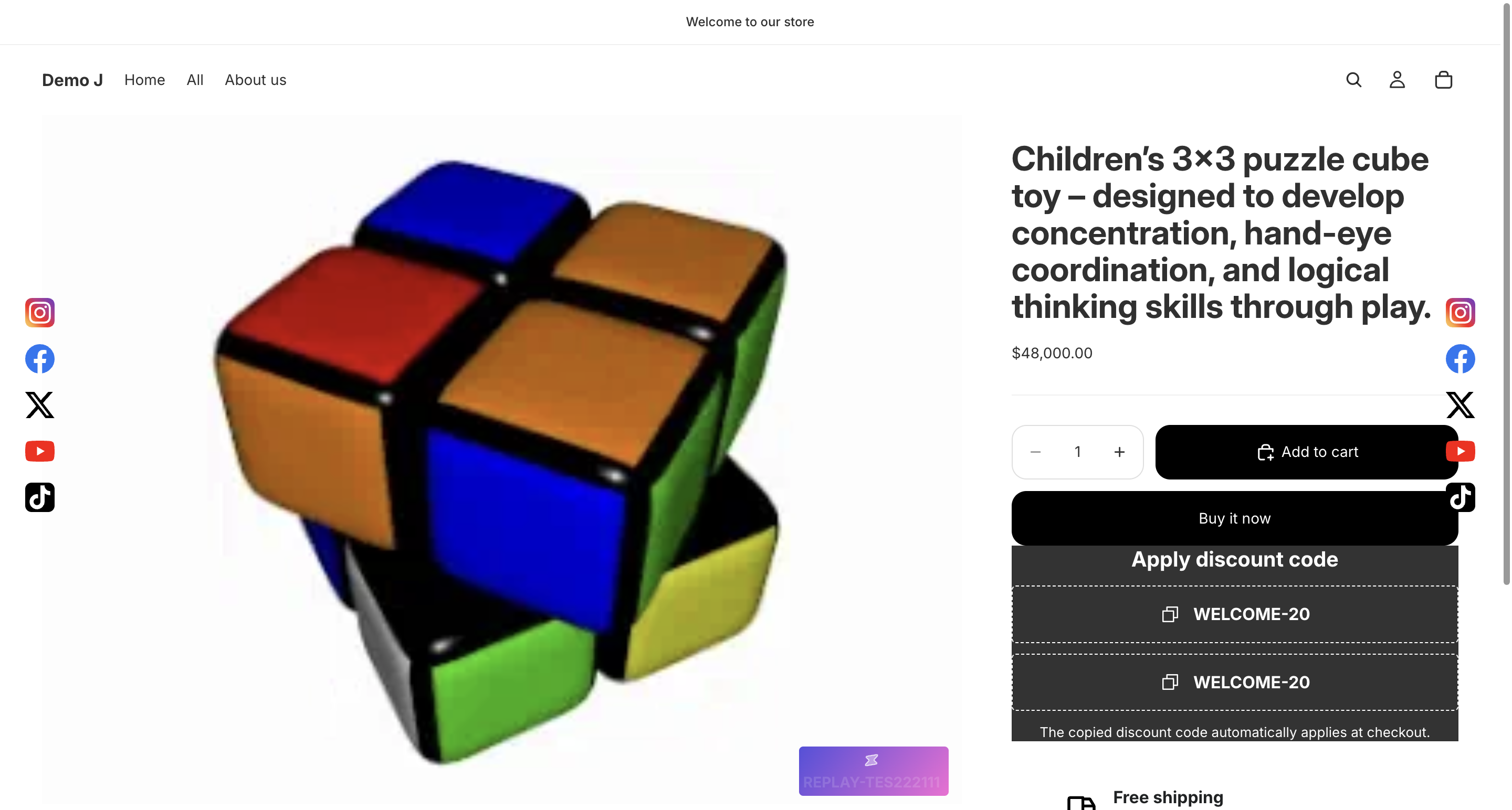 storefront product page with the block visible